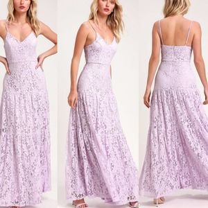 Lulus Finely Lavender Lace Tiered Dress